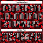 Custom Fire Red Black-White Geometric Shape Sublimation Volleyball Uniform Jersey photo 5