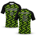 Custom Neon Green Black-White Geometric Shape Sublimation Volleyball Uniform Jersey