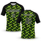 Custom Neon Green Black-White Geometric Shape Sublimation Volleyball Uniform Jersey