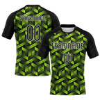 Custom Neon Green Black-White Geometric Shape Sublimation Volleyball Uniform Jersey photo 1