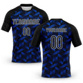 Custom Thunder Blue Black-White Geometric Shape Sublimation Volleyball Uniform Jersey