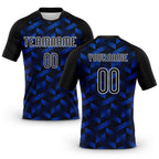Custom Thunder Blue Black-White Geometric Shape Sublimation Volleyball Uniform Jersey