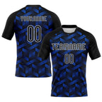 Custom Thunder Blue Black-White Geometric Shape Sublimation Volleyball Uniform Jersey photo 1