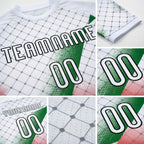 Custom White Black Red-Kelly Green Palestine Geometric Shape Sublimation Volleyball Uniform Jersey detail