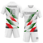 Custom White Black Red-Kelly Green Palestine Geometric Shape Sublimation Volleyball Uniform Jersey photo 2