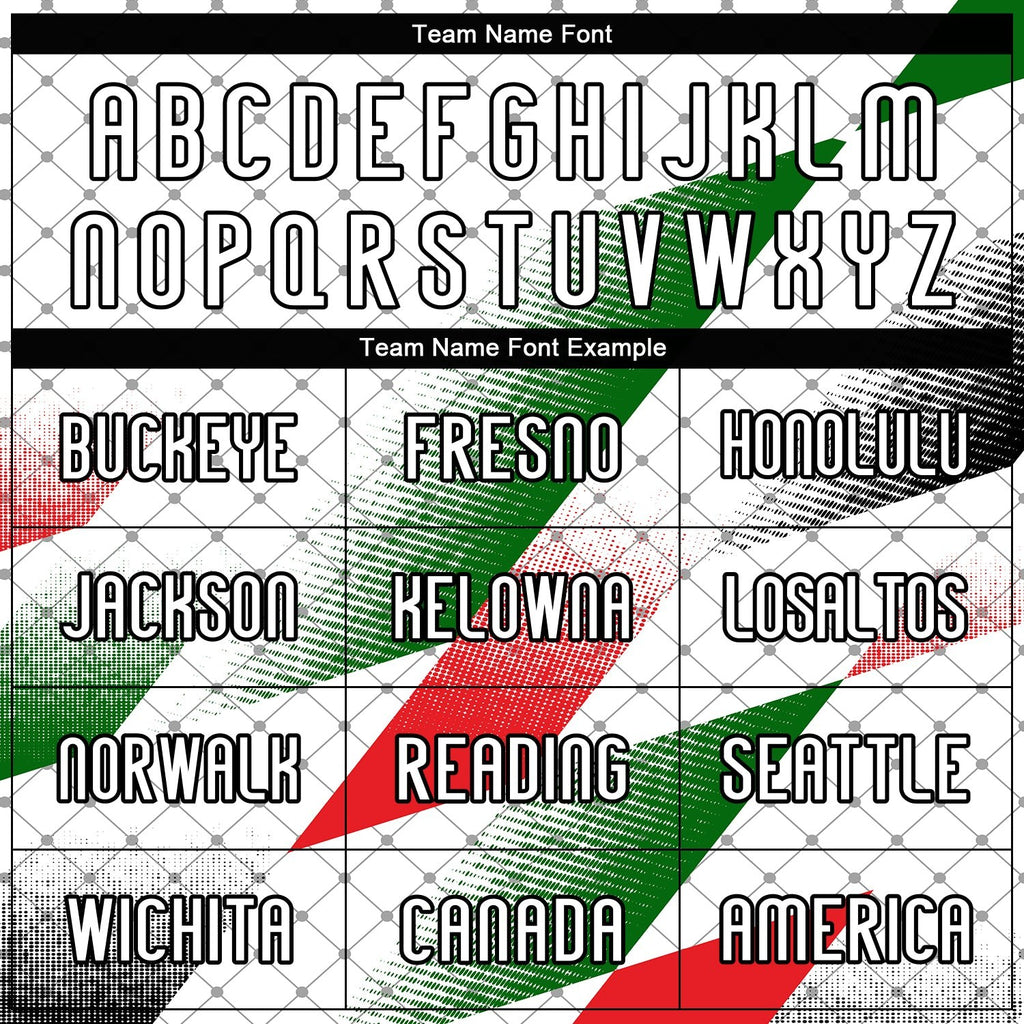 Custom White Black Red-Kelly Green Palestine Geometric Shape Sublimation Volleyball Uniform Jersey photo 4