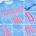 Custom Powder Blue Pink-White Lines Splatter Art Sublimation Volleyball Uniform Jersey detail