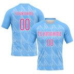 Custom Powder Blue Pink-White Lines Splatter Art Sublimation Volleyball Uniform Jersey photo 1