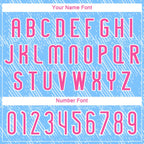 Custom Powder Blue Pink-White Lines Splatter Art Sublimation Volleyball Uniform Jersey photo 5