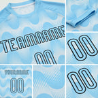 Custom Light Blue Black-White Lines And Waves Sublimation Volleyball Uniform Jersey detail