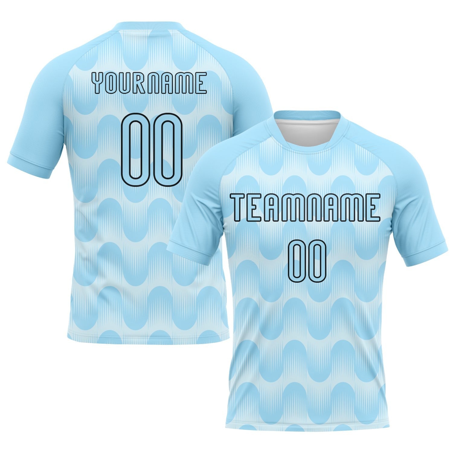 Custom Light Blue Black-White Lines And Waves Sublimation Volleyball Uniform Jersey photo 1