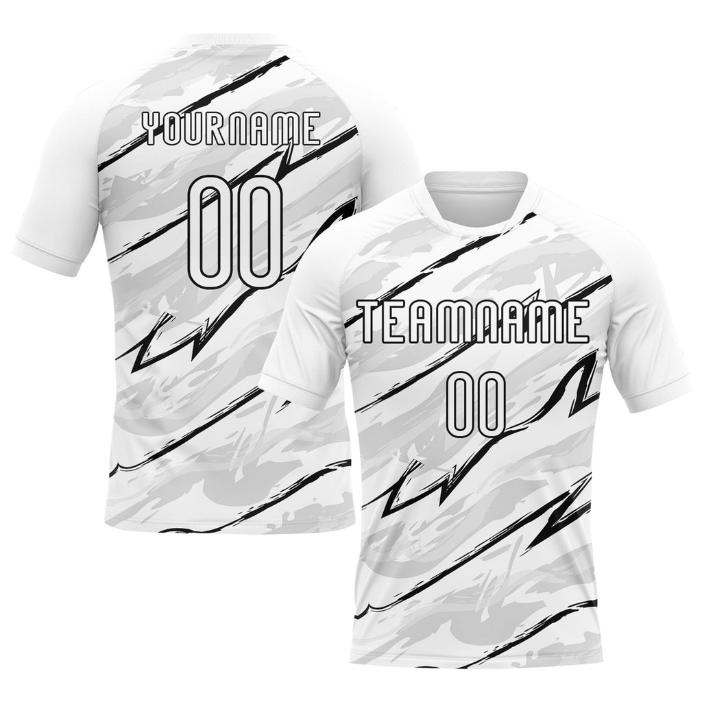 Custom White Black Abstract Brush Sublimation Volleyball Uniform Jersey photo 1