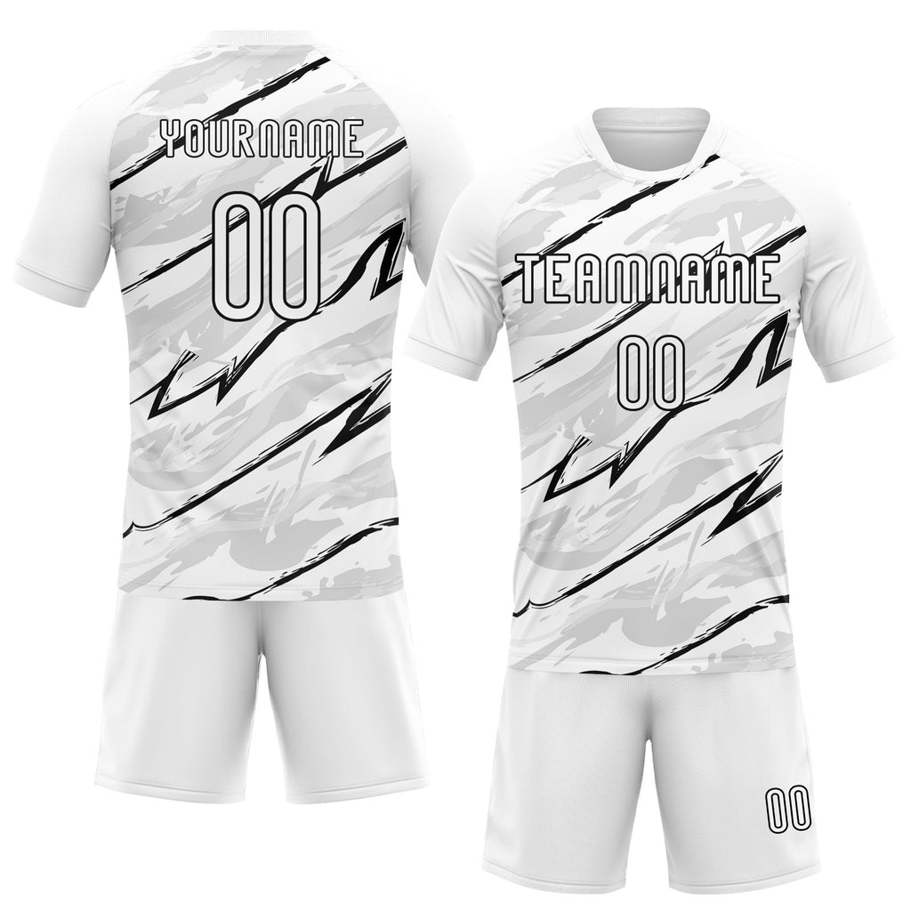 Custom White Black Abstract Brush Sublimation Volleyball Uniform Jersey photo 2