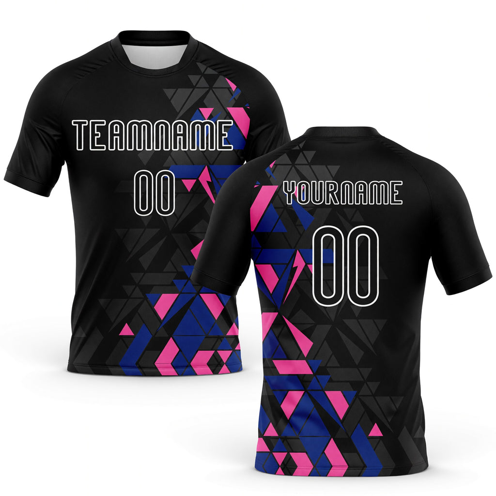 Custom Black Royal-Pink Geometric Shape Sublimation Volleyball Uniform Jersey