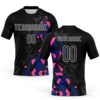 Custom Black Royal-Pink Geometric Shape Sublimation Volleyball Uniform Jersey