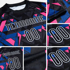 Custom Black Royal-Pink Geometric Shape Sublimation Volleyball Uniform Jersey detail