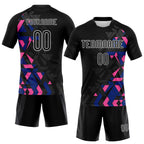 Custom Black Royal-Pink Geometric Shape Sublimation Volleyball Uniform Jersey photo 2