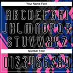 Custom Black Royal-Pink Geometric Shape Sublimation Volleyball Uniform Jersey photo 5