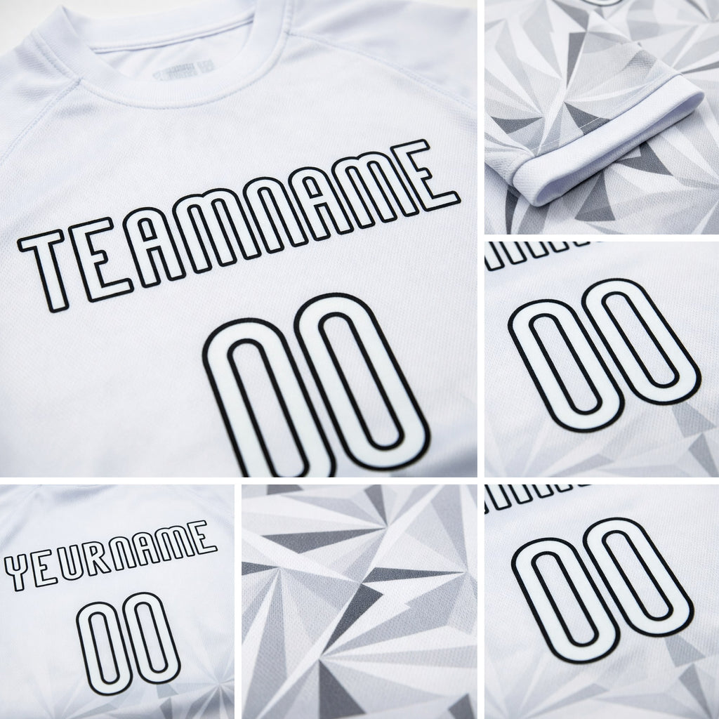 Custom White Black Geometric Shape Sublimation Volleyball Uniform Jersey detail