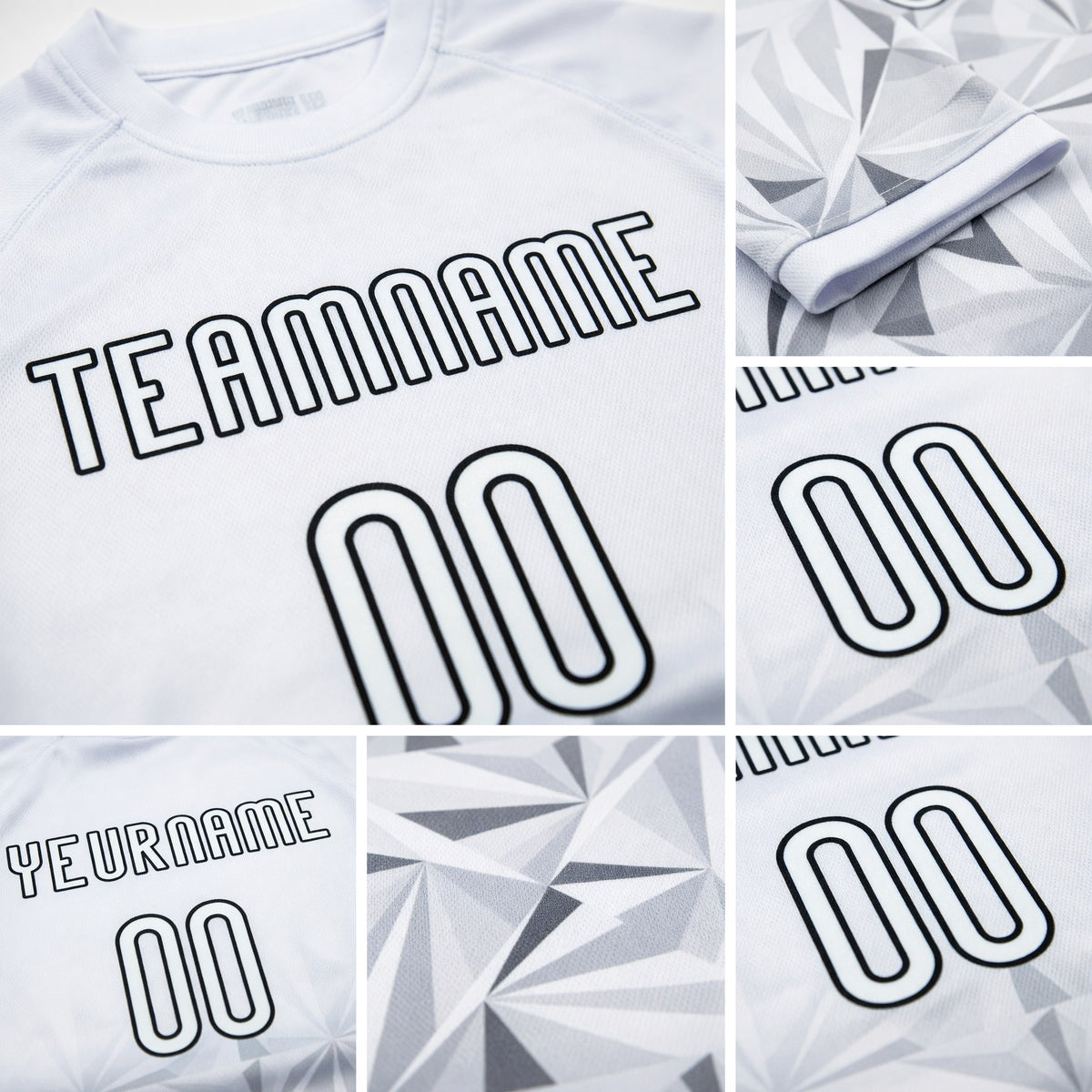 Custom White Black Geometric Shape Sublimation Volleyball Uniform Jersey detail