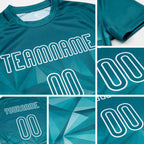 Custom Midnight Green White Geometric Shape Sublimation Volleyball Uniform Jersey detail