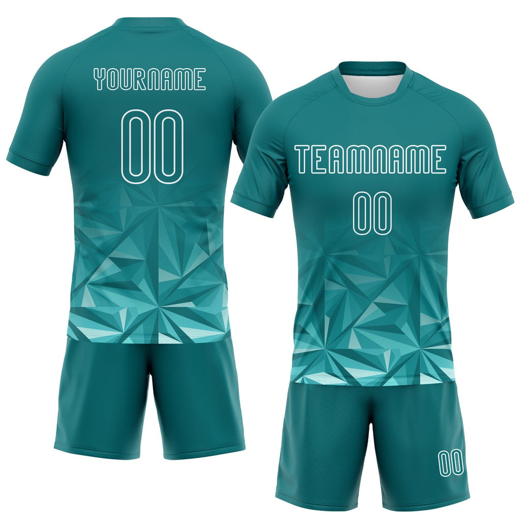 Custom Midnight Green White Geometric Shape Sublimation Volleyball Uniform Jersey photo 2