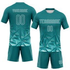 Custom Midnight Green White Geometric Shape Sublimation Volleyball Uniform Jersey photo 2