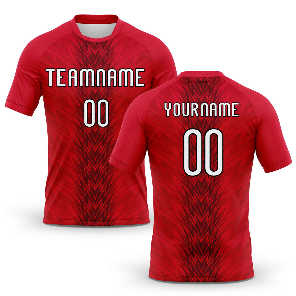 Custom Red White-Black Arrow Shape Sublimation Volleyball Uniform Jersey
