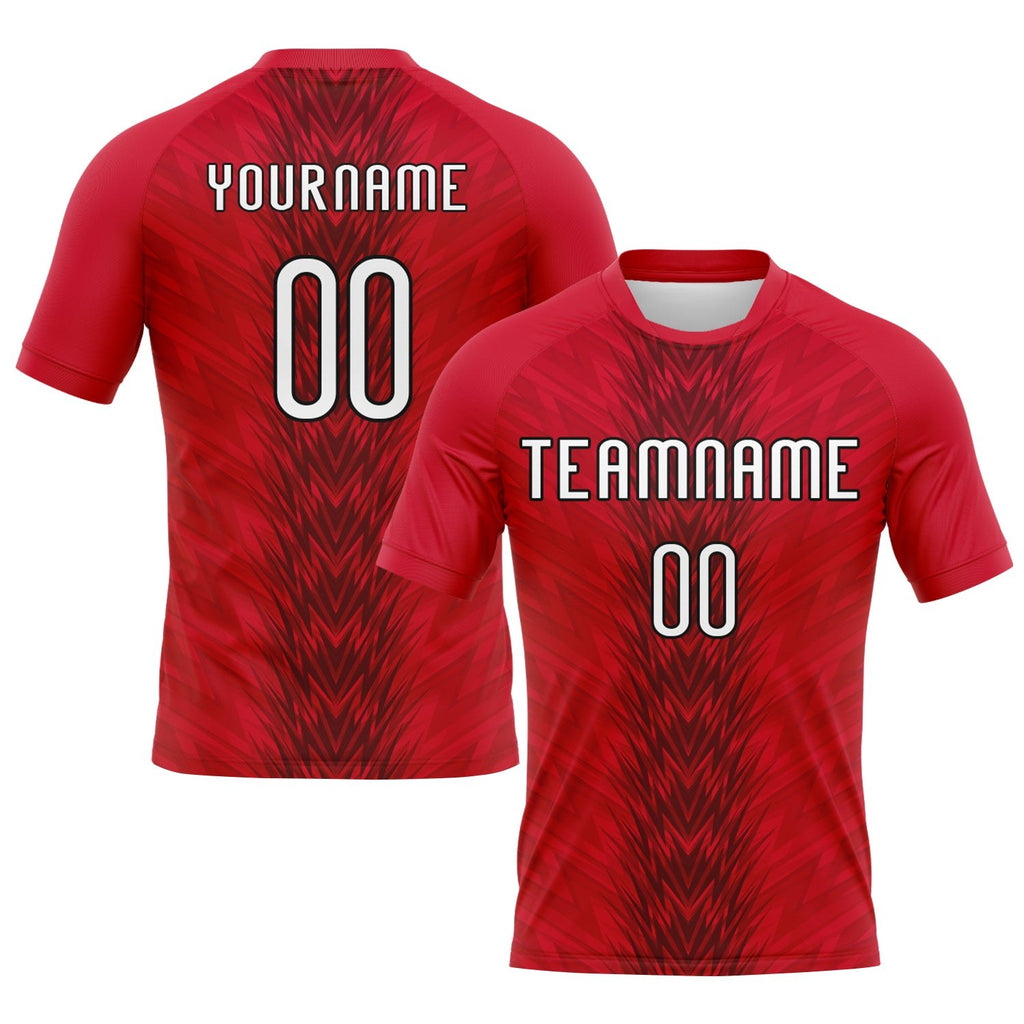Custom Red White-Black Arrow Shape Sublimation Volleyball Uniform Jersey photo 1