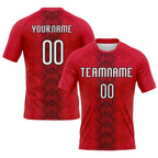 Custom Red White-Black Arrow Shape Sublimation Volleyball Uniform Jersey photo 1