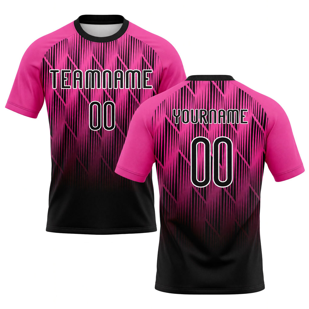 Custom Pink Black-White Lines Sublimation Volleyball Uniform Jersey