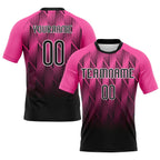 Custom Pink Black-White Lines Sublimation Volleyball Uniform Jersey photo 1