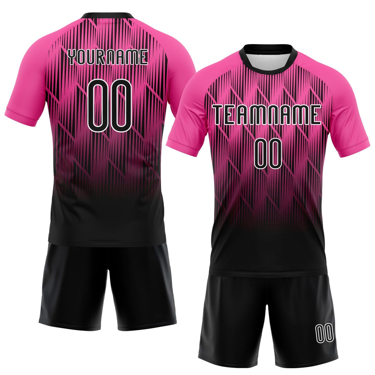 Custom Pink Black-White Lines Sublimation Volleyball Uniform Jersey photo 2