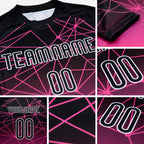 Custom Pink Black-White Abstract Network Sublimation Volleyball Uniform Jersey detail