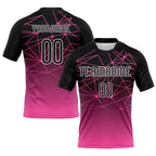 Custom Pink Black-White Abstract Network Sublimation Volleyball Uniform Jersey photo 1