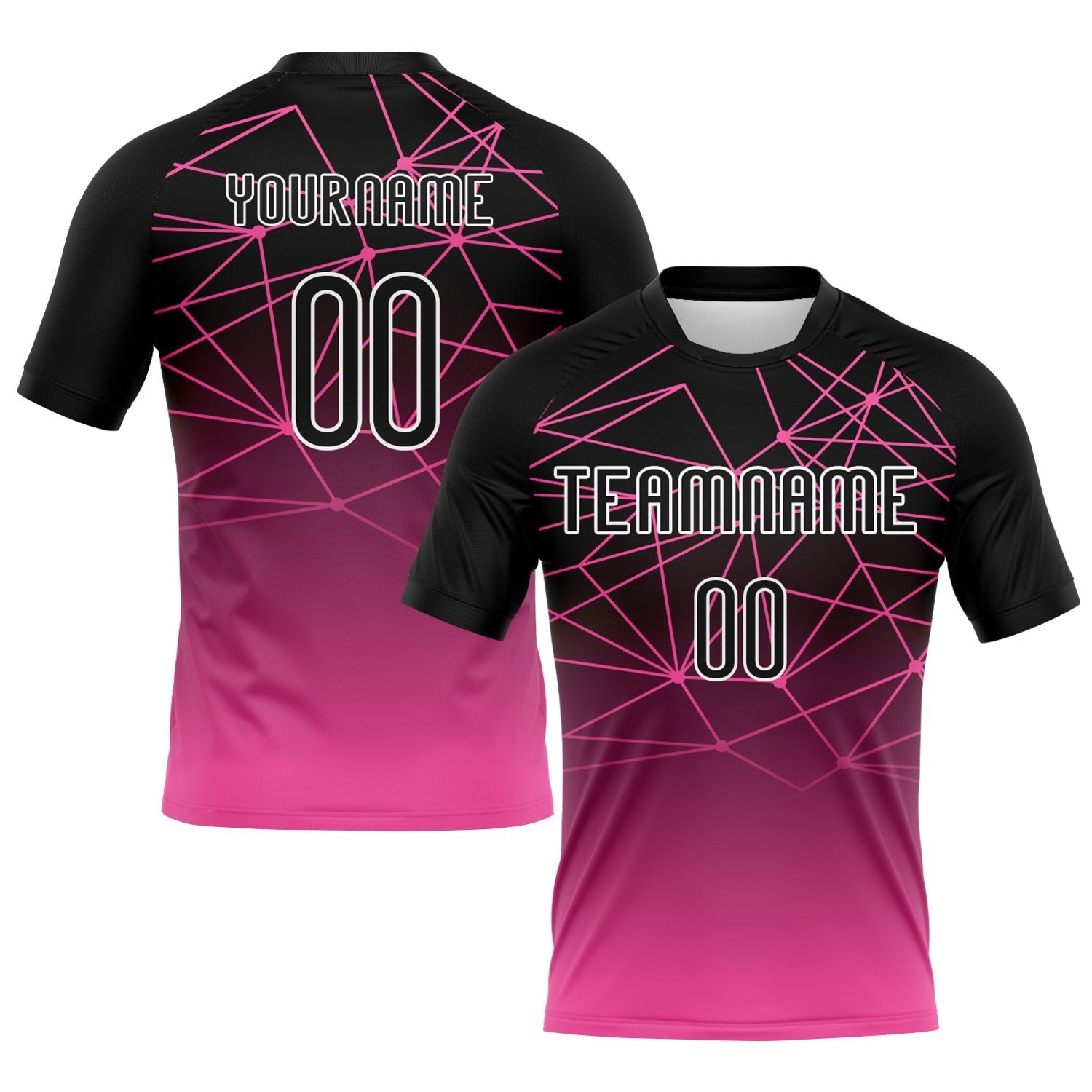 Custom Pink Black-White Abstract Network Sublimation Volleyball Uniform Jersey photo 1