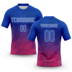 Custom Thunder Blue Pink-White Lines Sublimation Volleyball Uniform Jersey