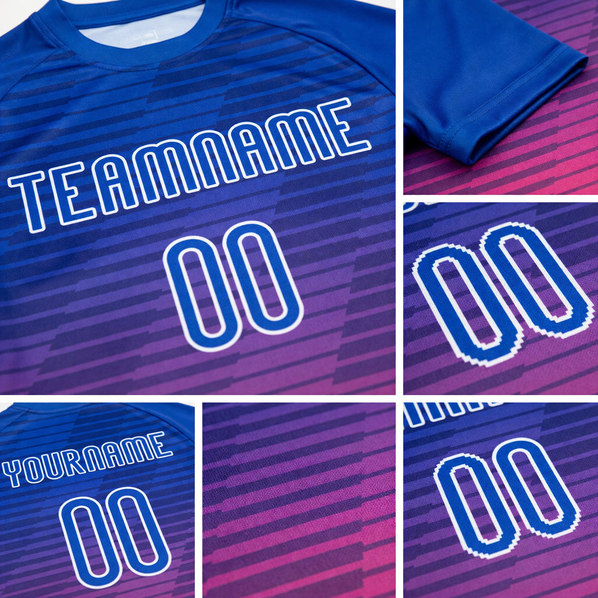 Custom Thunder Blue Pink-White Lines Sublimation Volleyball Uniform Jersey detail