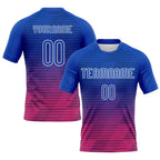 Custom Thunder Blue Pink-White Lines Sublimation Volleyball Uniform Jersey photo 1