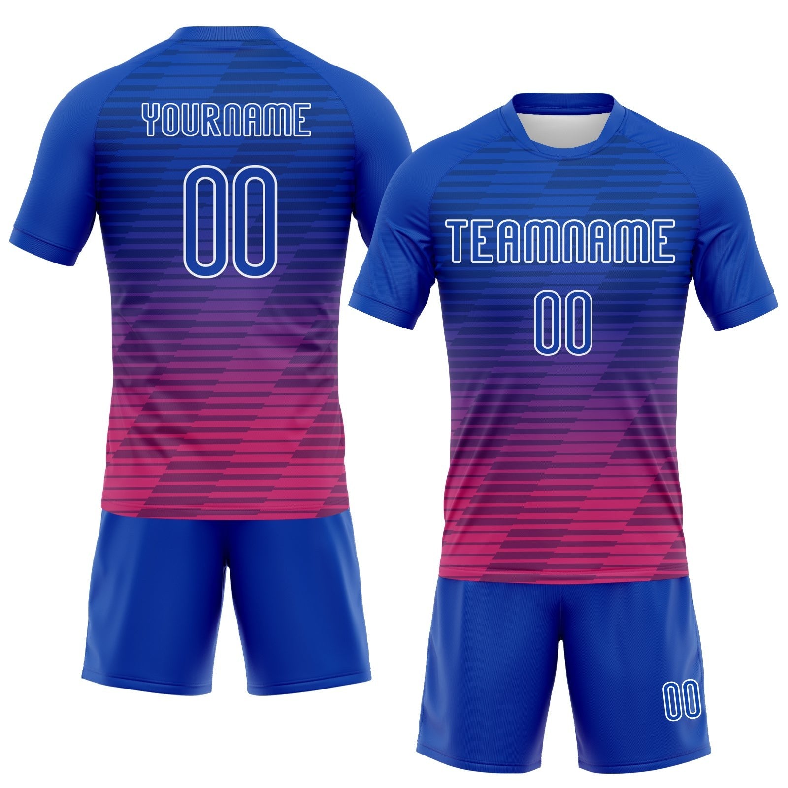 Custom Thunder Blue Pink-White Lines Sublimation Volleyball Uniform Jersey photo 2