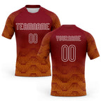 Custom Crimson Yellow-White Geometric Shape Sublimation Volleyball Uniform Jersey