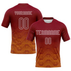 Custom Crimson Yellow-White Geometric Shape Sublimation Volleyball Uniform Jersey photo 1