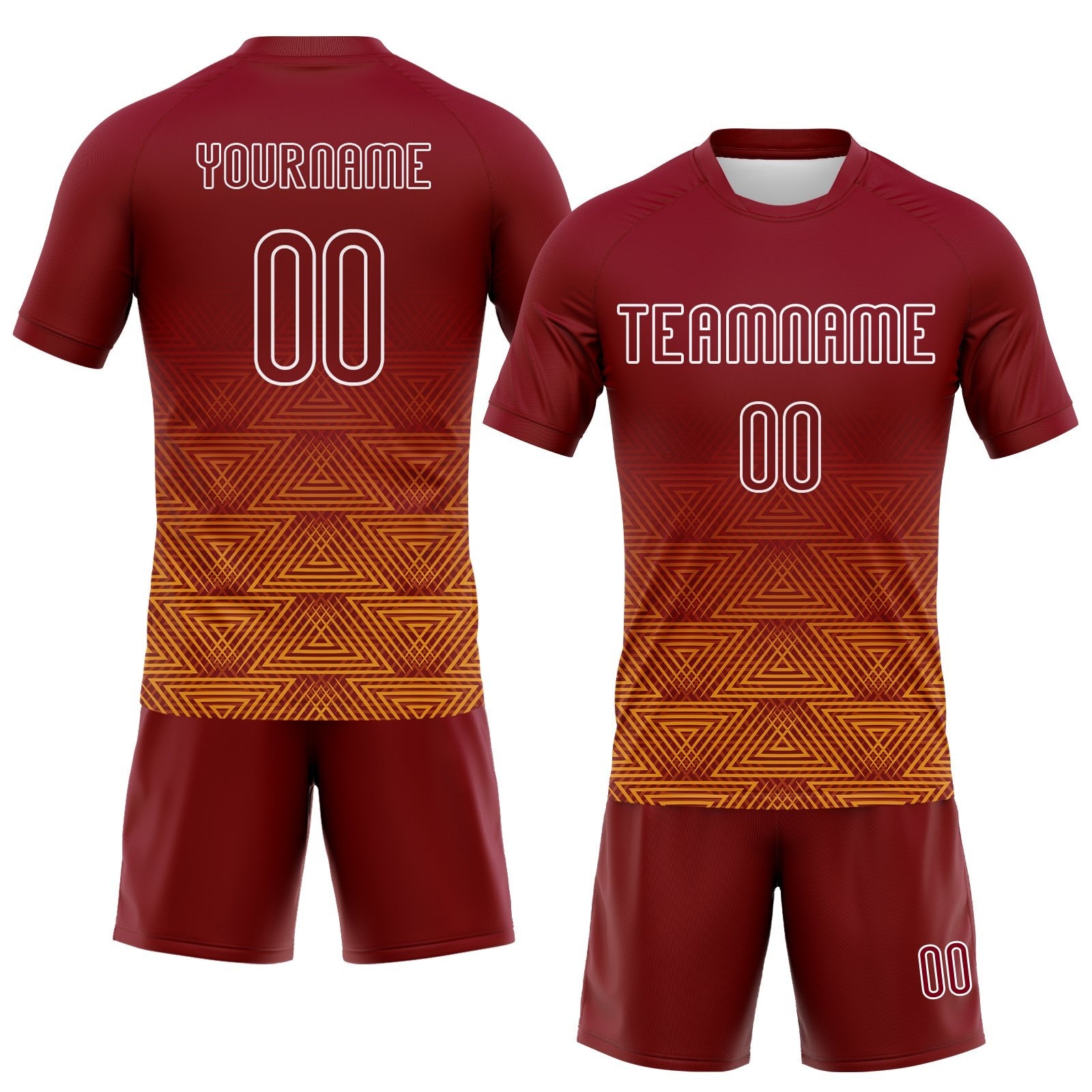 Custom Crimson Yellow-White Geometric Shape Sublimation Volleyball Uniform Jersey photo 2