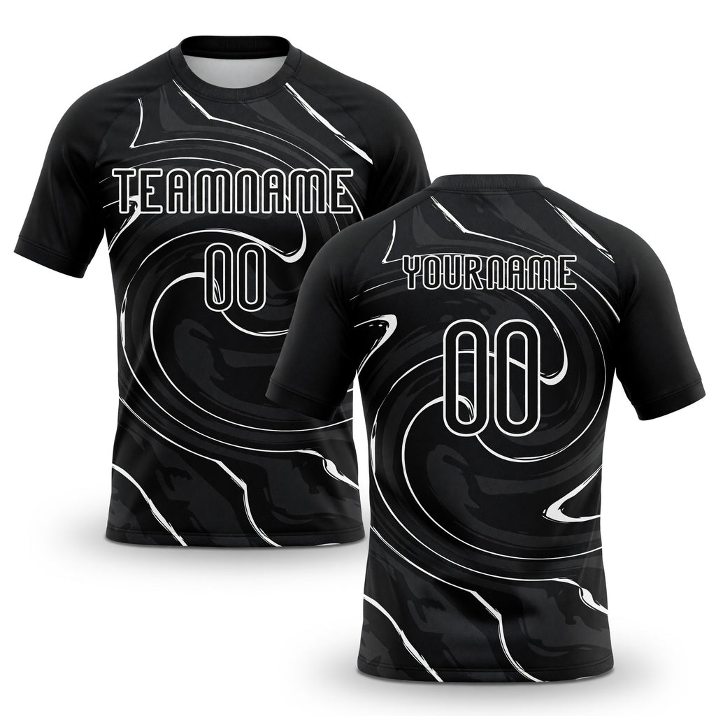 Custom Black White Liquid Fluid Sublimation Volleyball Uniform Jersey