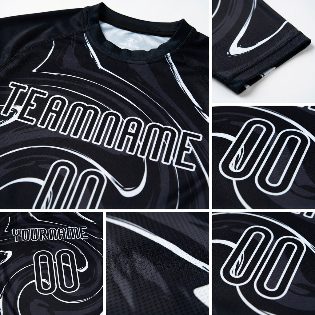 Custom Black White Liquid Fluid Sublimation Volleyball Uniform Jersey detail