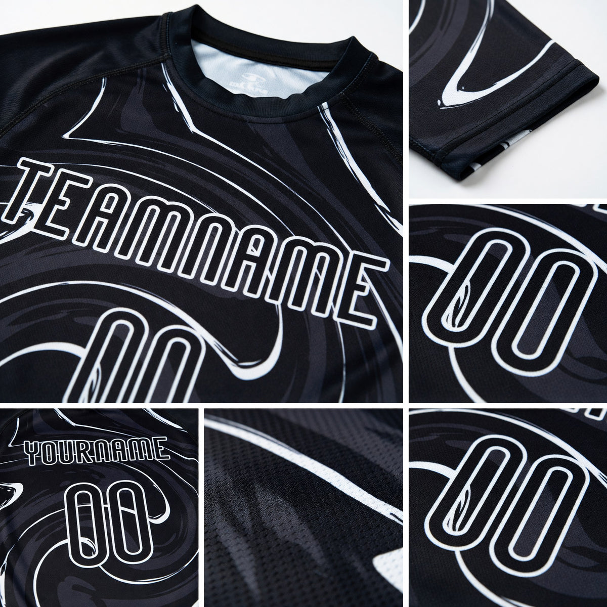 Custom Black White Liquid Fluid Sublimation Volleyball Uniform Jersey detail