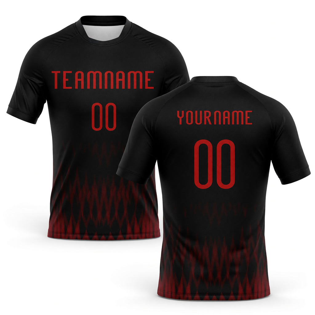 Custom Black Red Zigzag Sublimation Volleyball Uniform Jersey