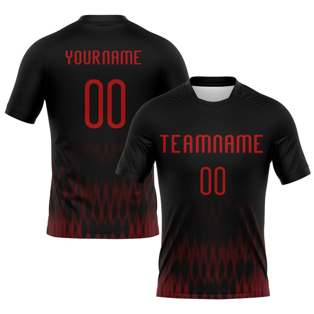 Custom Black Red Zigzag Sublimation Volleyball Uniform Jersey photo 1