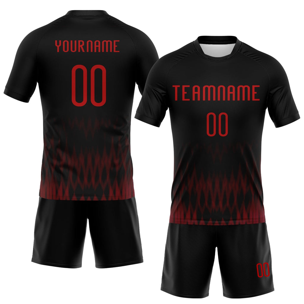 Custom Black Red Zigzag Sublimation Volleyball Uniform Jersey photo 2