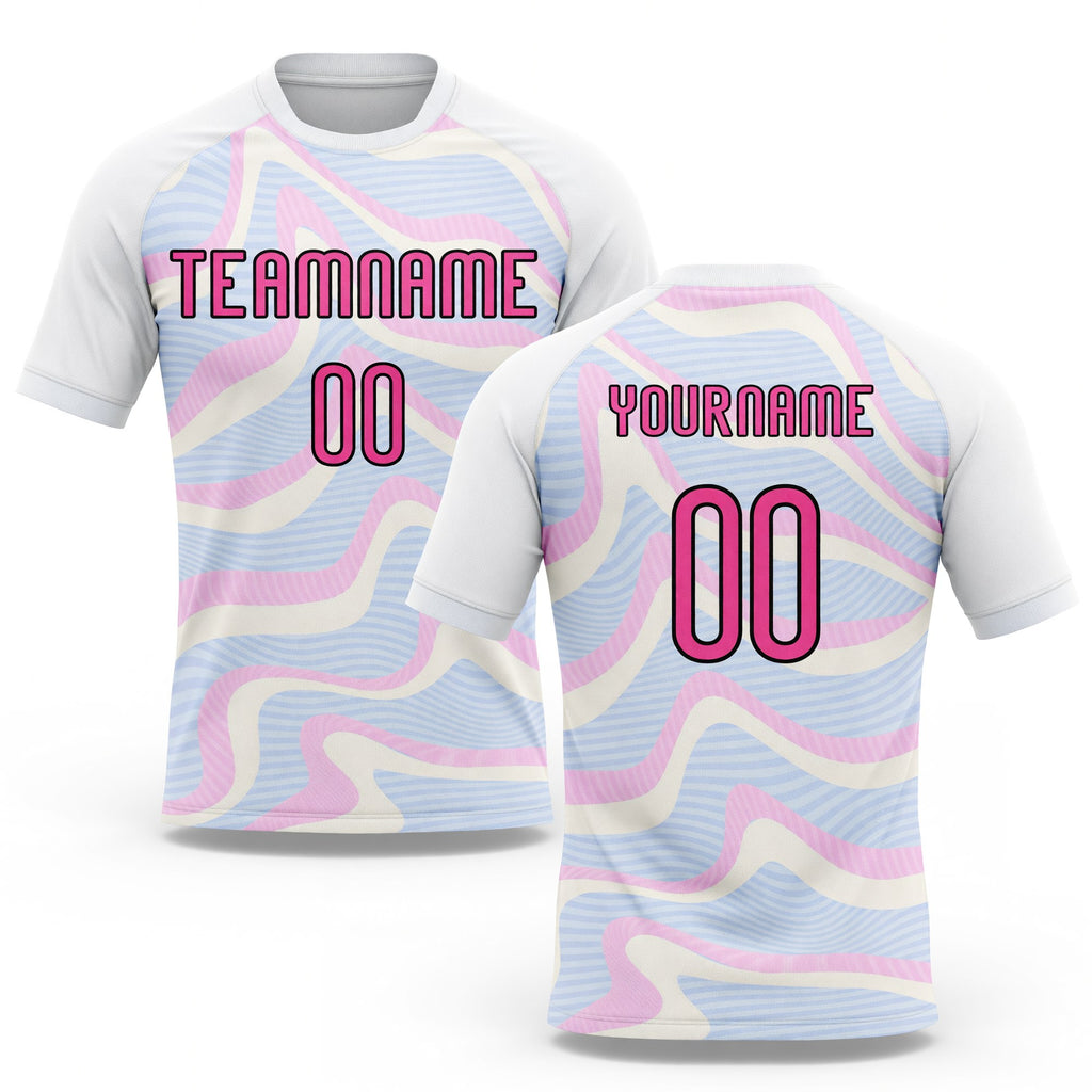 Custom White Pink-Black Liquid Fluid Sublimation Volleyball Uniform Jersey